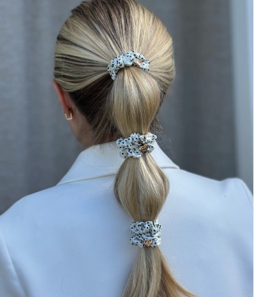 Gold Heart Silk Scrunchie Polka Dot