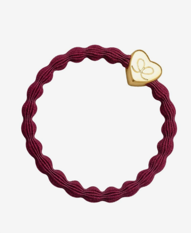 Gold Heart Burgundy Red