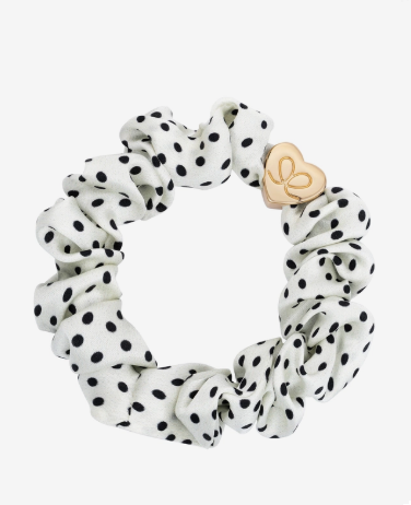 Gold Heart Silk Scrunchie Polka Dot