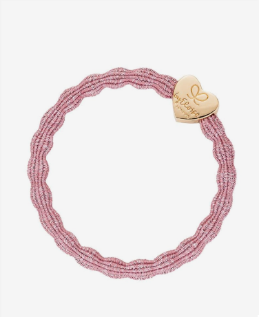 Metallic Gold Heart Rose Pink