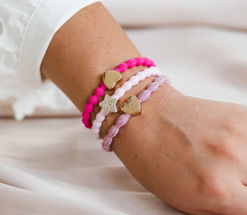 Metallic Gold Heart Rose Pink